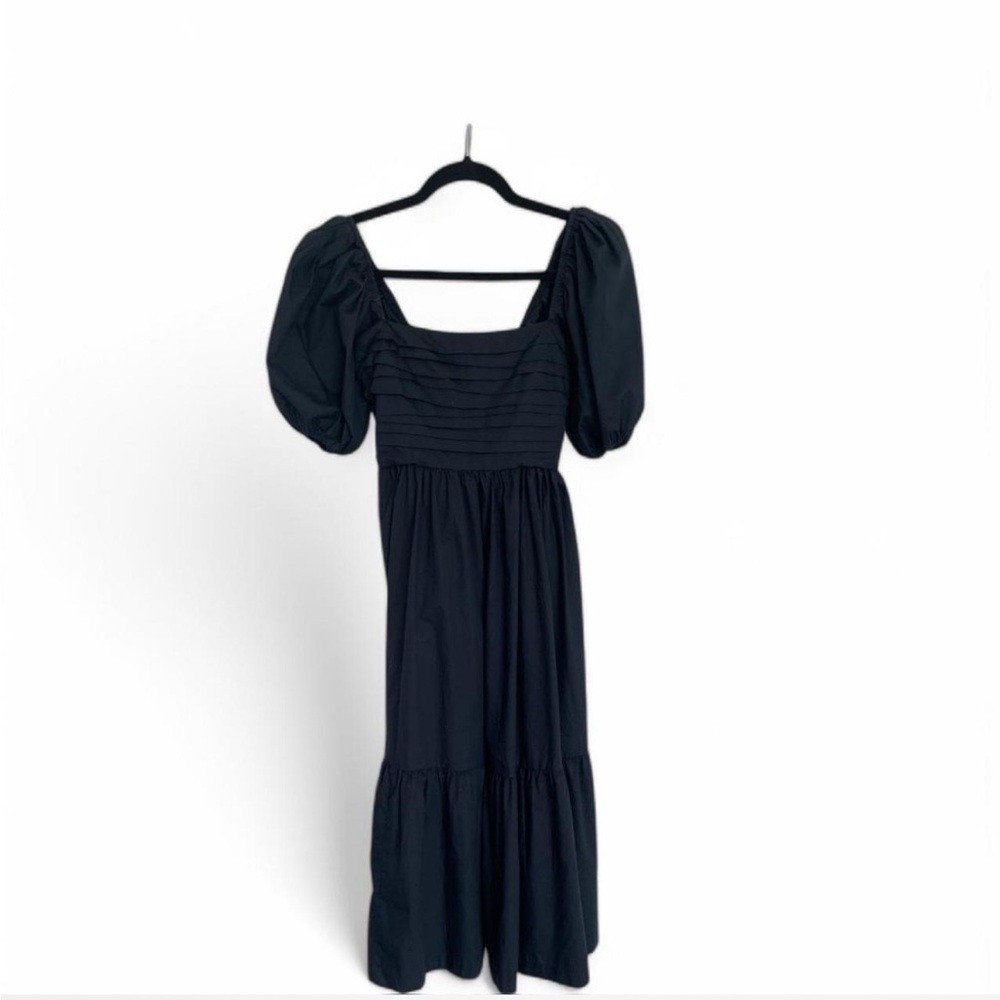 Abercrombie & Fitch 
Ruched puff sleeve poplin Midi Dress